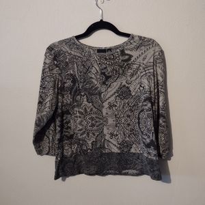 Beaded Paisley Petite cotton tee grays and black